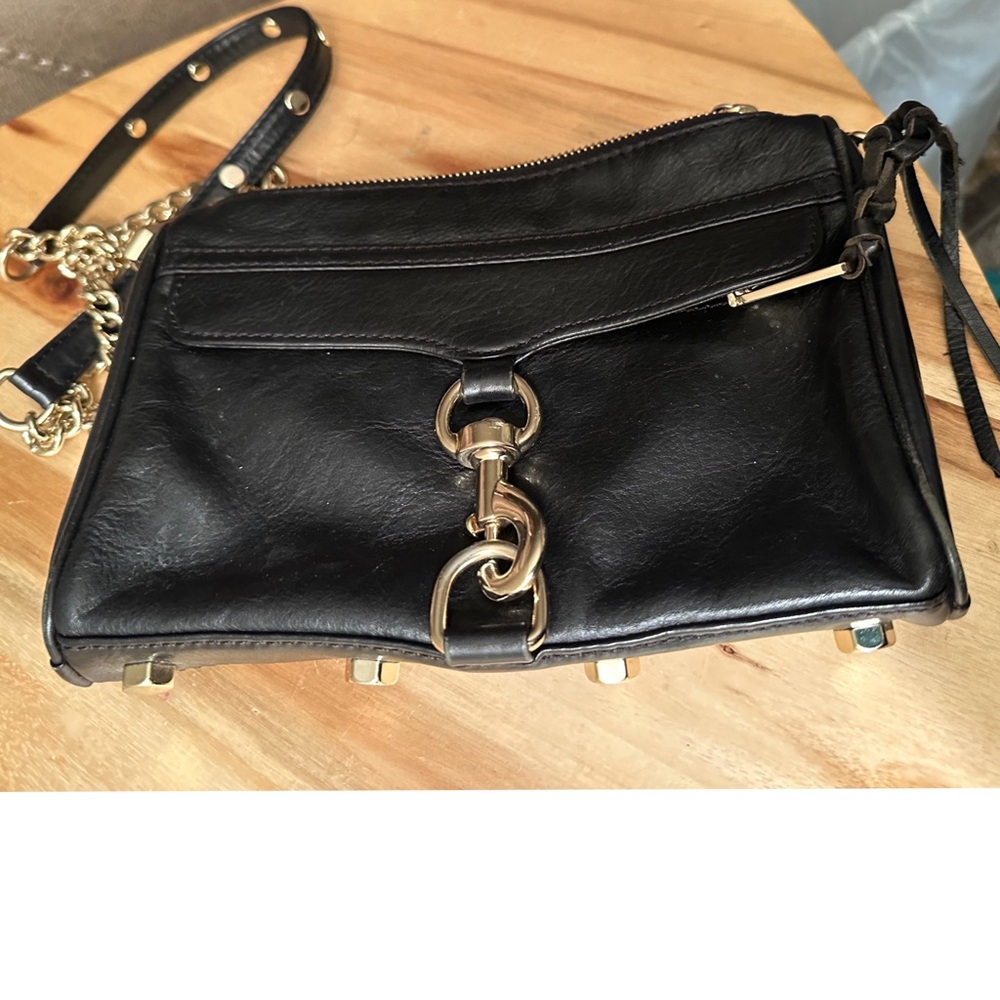 Black Rebecca Minkoff crossbody purse gold studded